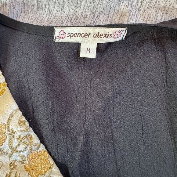 Spencer Alexis Womens Lace Floral Silk Kimono Jacket Size M Oriental Toggle - Picture 6 of 9